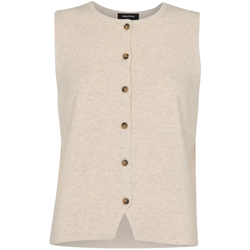 Whistles Oatmeal Lucy Button Front Knit Tank
